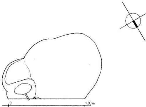 Planta de la Cueva de la Reflexión, dibujo de Mario Lazarovich.