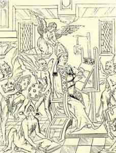 El aspecto del demonio corresponde al imaginario de la cultura medieval.