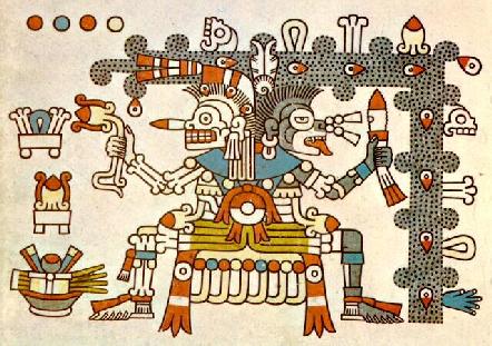 Códice Laud, lám. 31. Nahui Miquiztli, Cuatro Muerte.